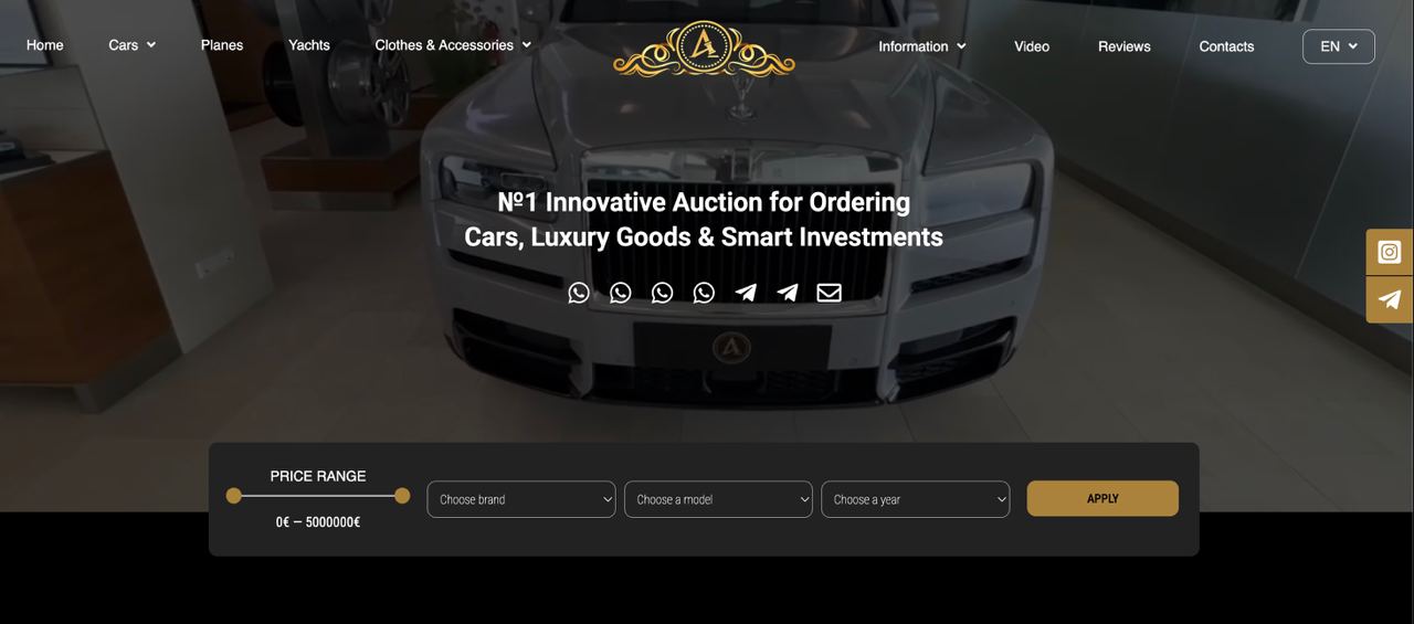 №1 Innovative Auction- Modern European Platform for Ordering Cars, Luxury Goods, and Smart Investments